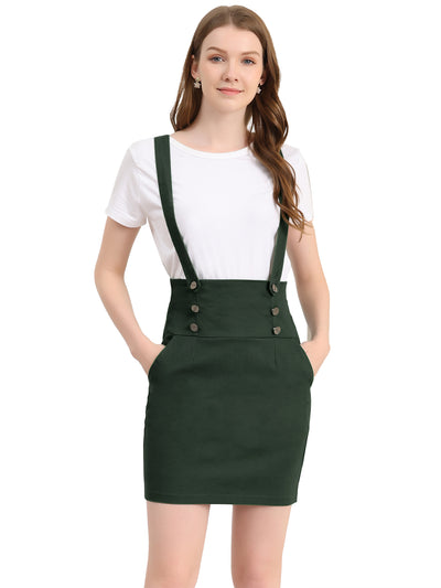 High Waist Suspender Adjustable Strap Overalls Short Skirt