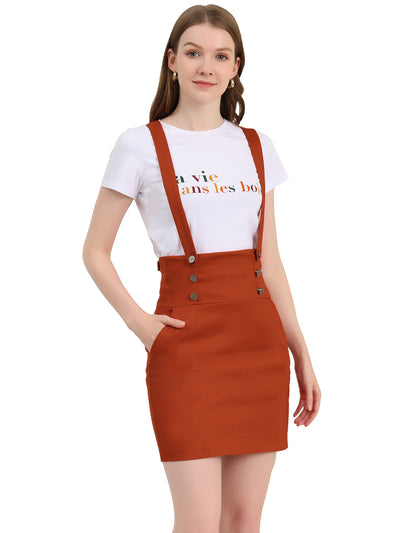 High Waist Suspender Adjustable Strap Overalls Short Skirt