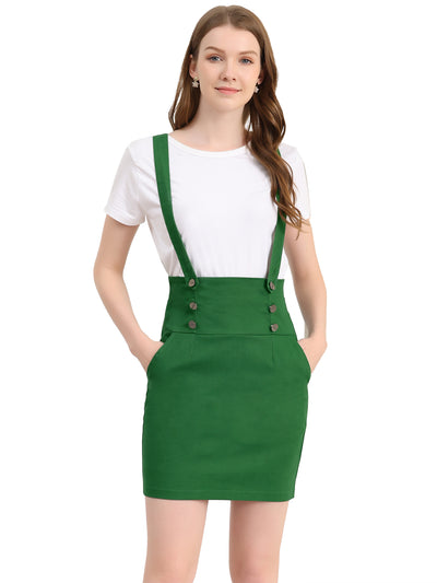 High Waist Suspender Adjustable Strap Overalls Short Skirt