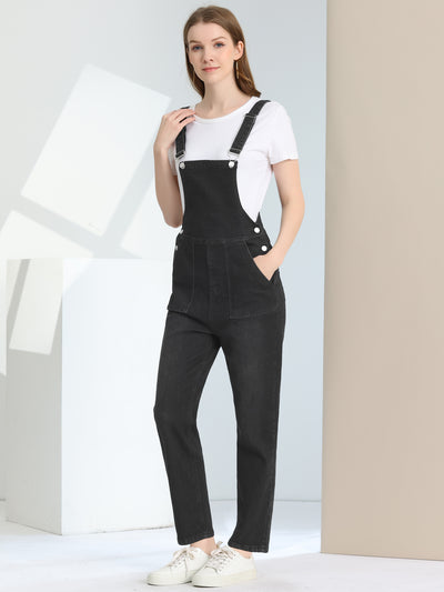 Casual Adjustable Denim Bib Long Overalls Jeans Pants Jumpsuits