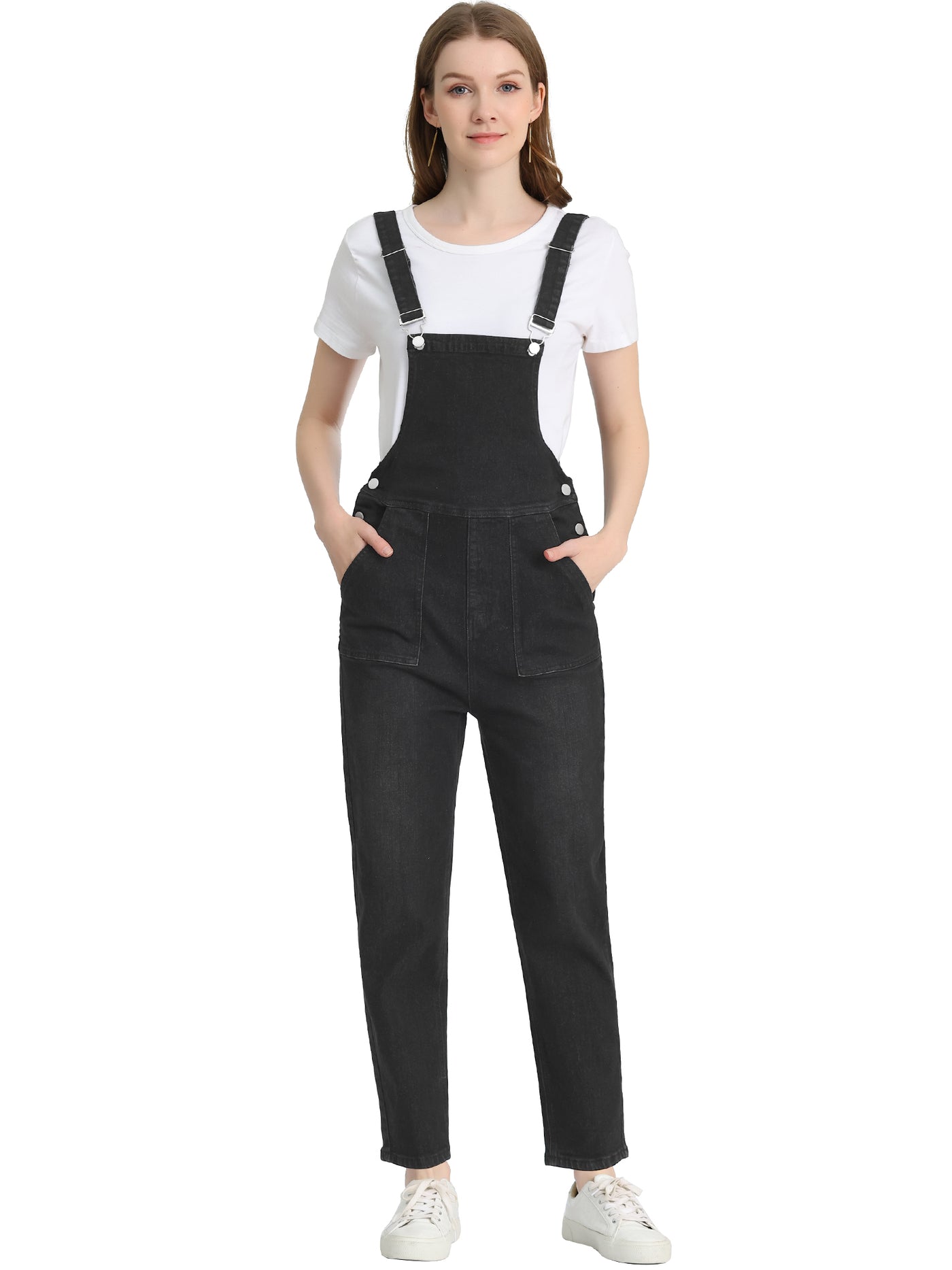 Allegra K Casual Adjustable Denim Bib Long Overalls Jeans Pants Jumpsuits