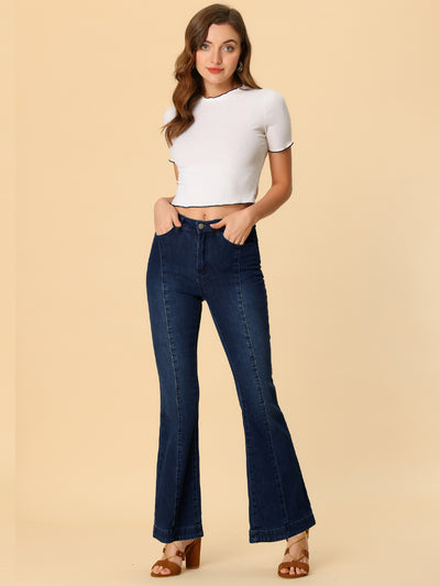 High Waist Flare Retro Stretchy Denim Pants Bell Jeans