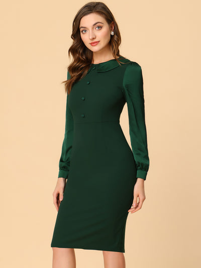 Peter Pan Collar Slim Fit Knee Length Vintage Bodycon Dress