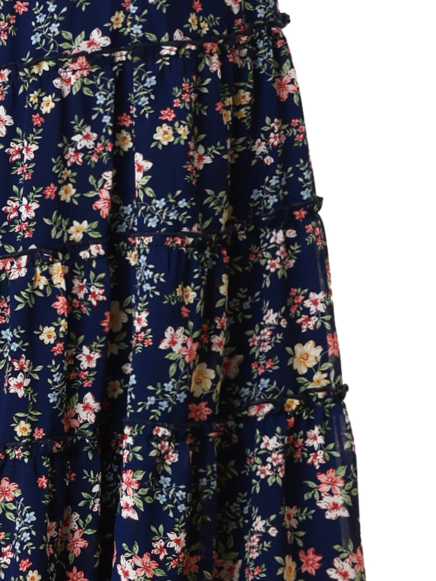 Allegra K Chiffon Floral Printed Long Tiered Ruffle Boho Midi Skirt