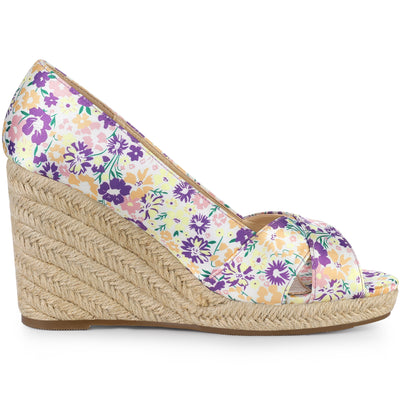 Floral Peep Toe Platform Pumps Wedge Sandals