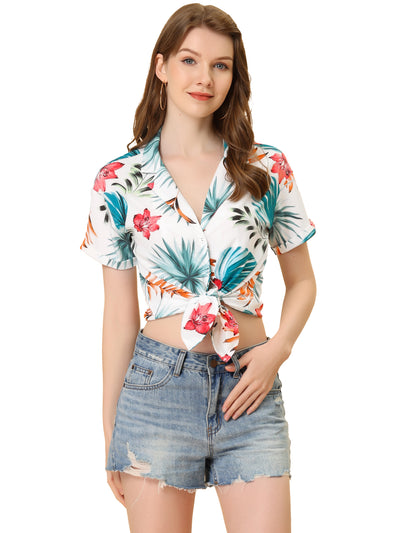 Hawaiian Floral Leaves Tropical Button Down Shirt