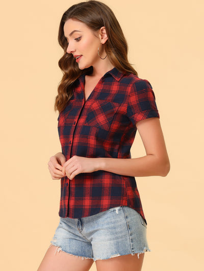 Button Down Cotton Classic Western Plaid Shirt