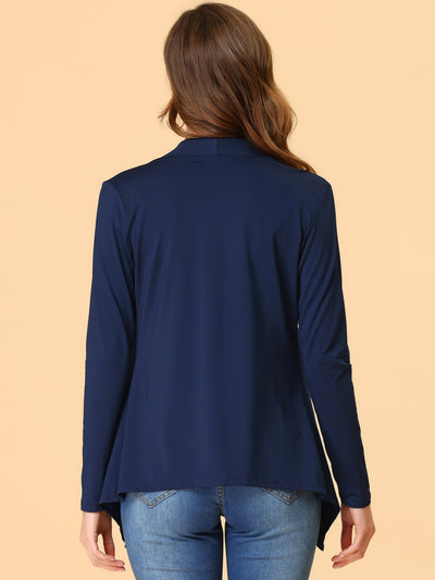 Long Sleeve Open Front Asymmetric Hem Lightweight Cardigan