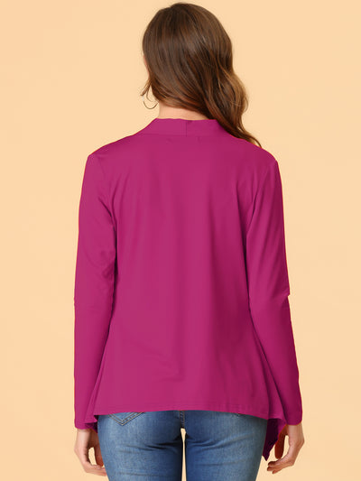 Long Sleeve Open Front Asymmetric Hem Lightweight Cardigan