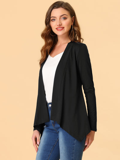 Long Sleeve Open Front Asymmetric Hem Lightweight Cardigan