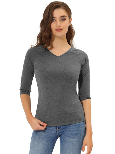 Women's St. Patrick's Day T-Shirt 3/4 Raglan Sleeve Solid Color V Neck Basic Tee Shirt