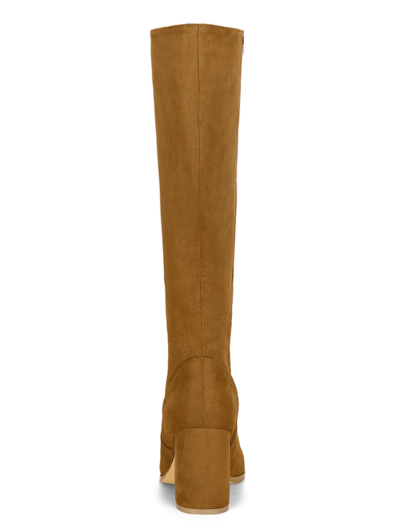 Allegra K Faux Suede Side Zipper Chunky Heel Knee High Boots