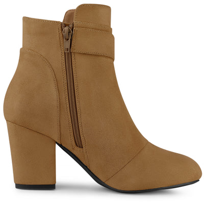 Round Toe Block Heel Boots Ankle Booties