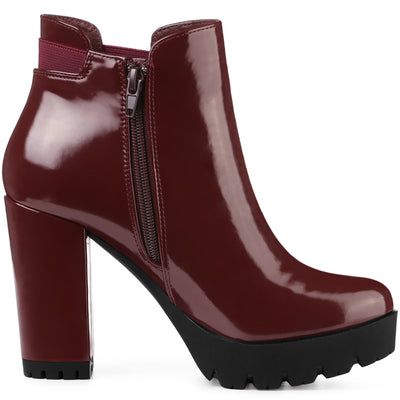 Chunky High Heel Platform Zipper Chelsea Boots