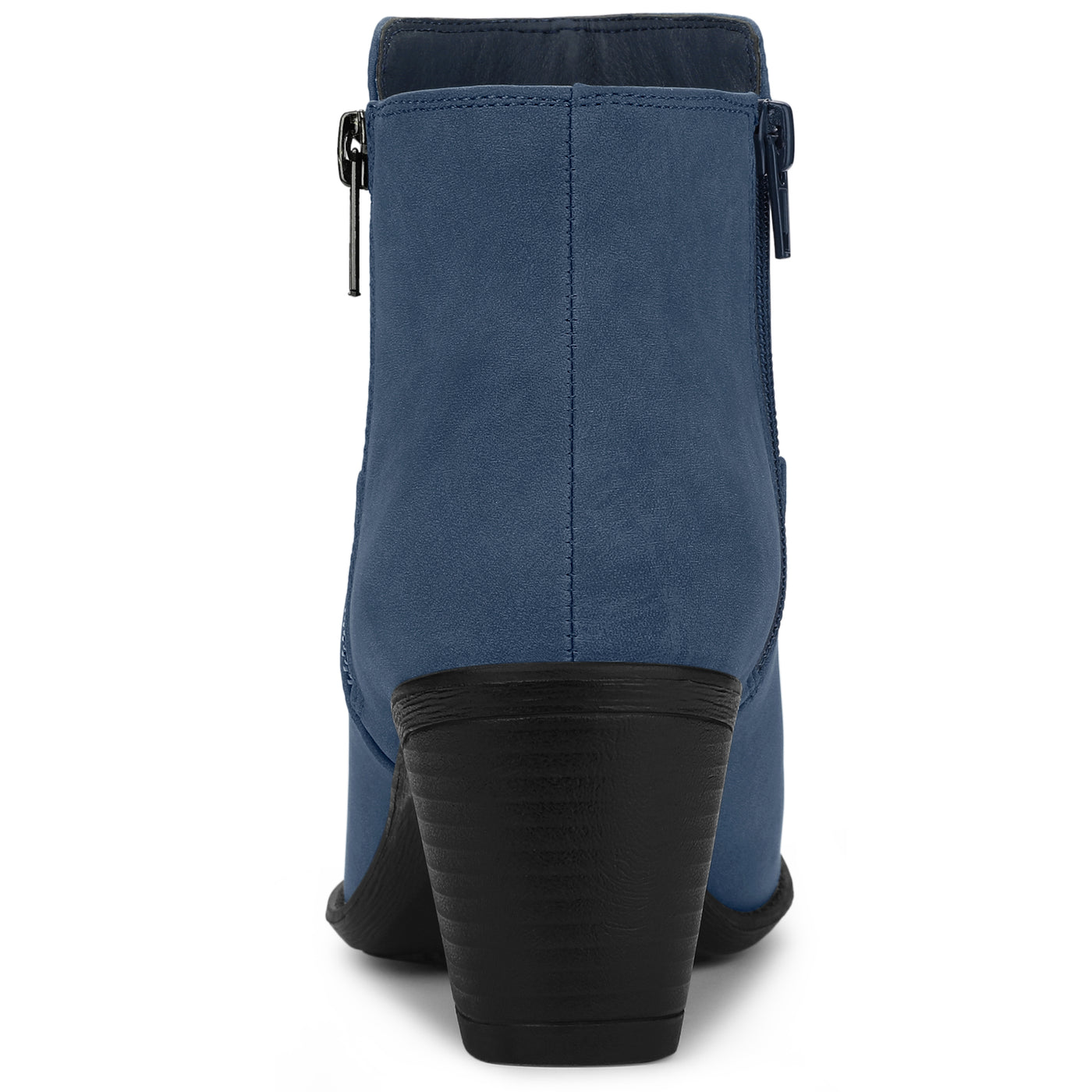 Allegra K Low Chunky Heel Side Zipper Ankle Booties