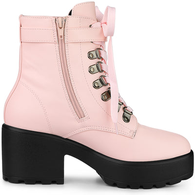 Zip Chunky Heel Platform Ankle Combat Boots