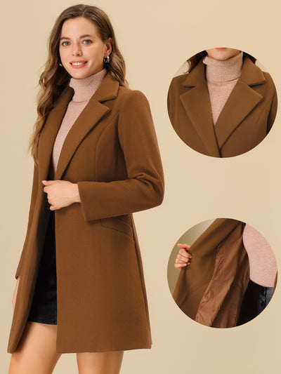 Notched Lapel Winter Belted Pockets Wrap Pea Coat