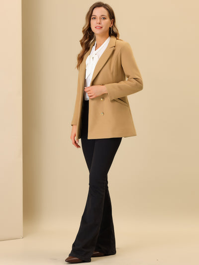 Double Breasted Coat Jacket Work Office Elegant Winter Lapel Blazer