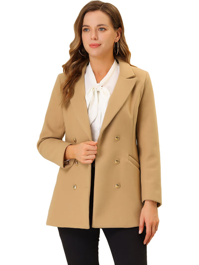 Double Breasted Coat Jacket Work Office Elegant Winter Lapel Blazer