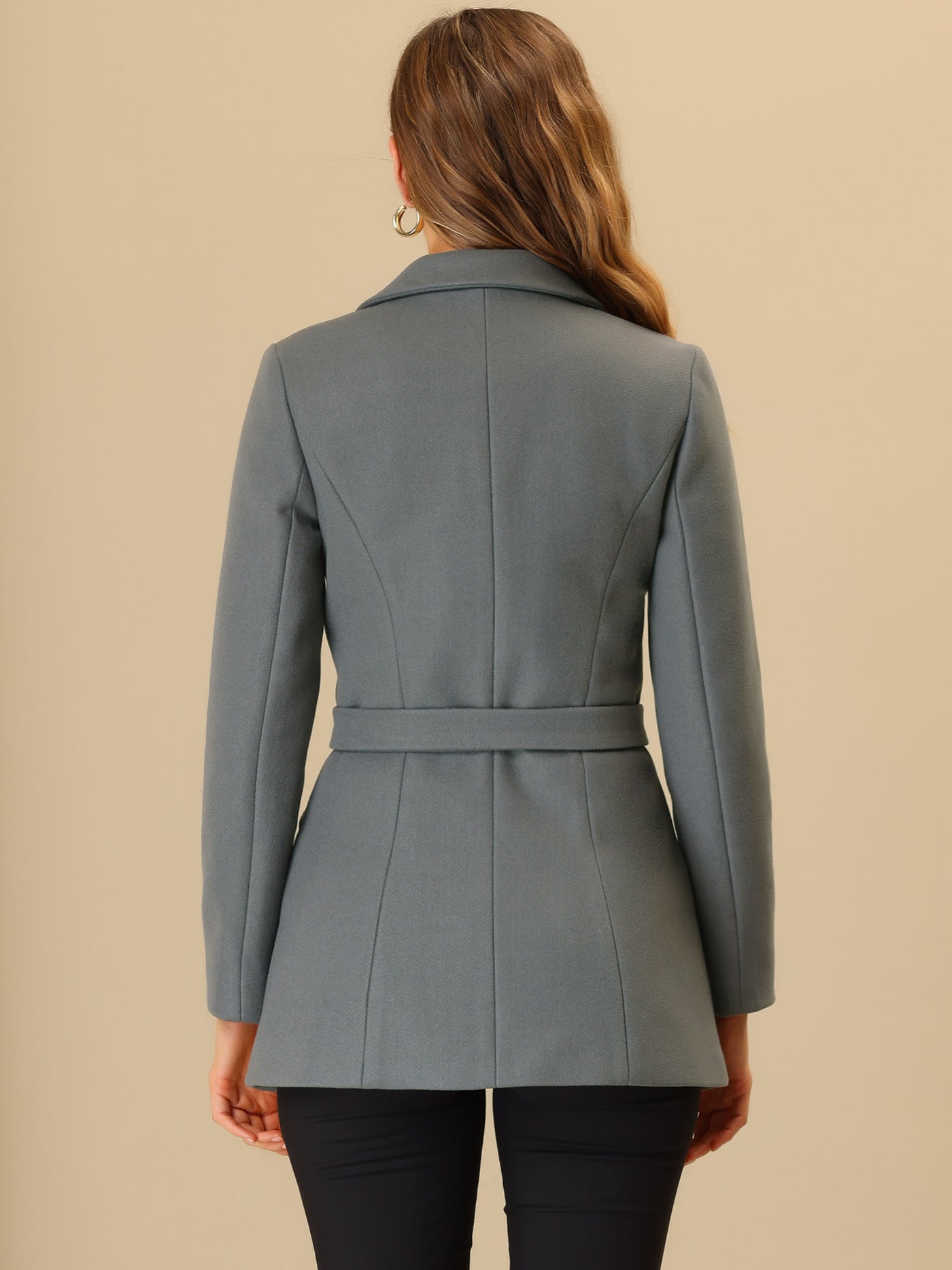 Allegra K Double Breasted Coat Jacket Work Office Elegant Winter Lapel Blazer