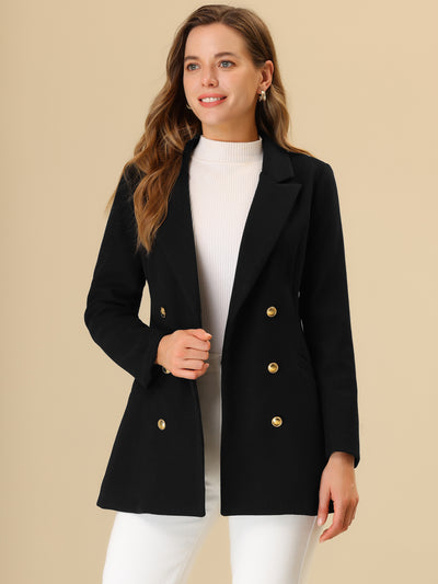 Double Breasted Coat Jacket Work Office Elegant Winter Lapel Blazer