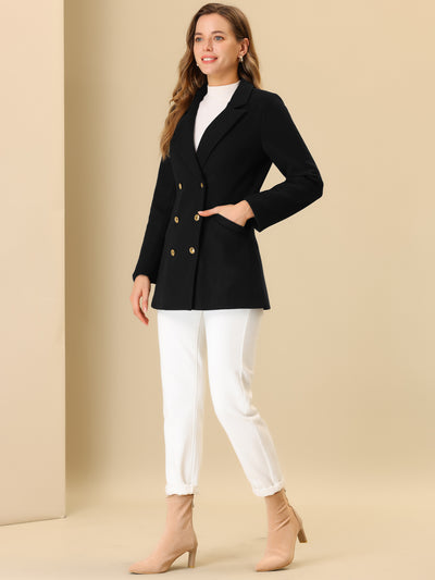 Double Breasted Coat Jacket Work Office Elegant Winter Lapel Blazer