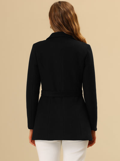 Double Breasted Coat Jacket Work Office Elegant Winter Lapel Blazer