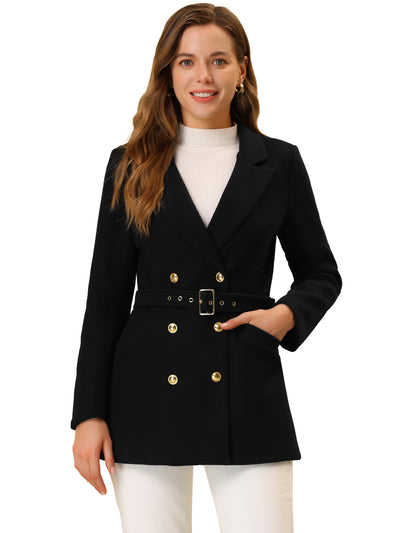 Double Breasted Coat Jacket Work Office Elegant Winter Lapel Blazer