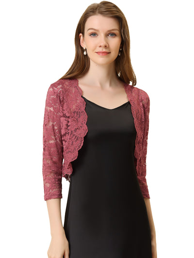 Sheer Floral Elegant 3/4 Sleeve Lace Shrug