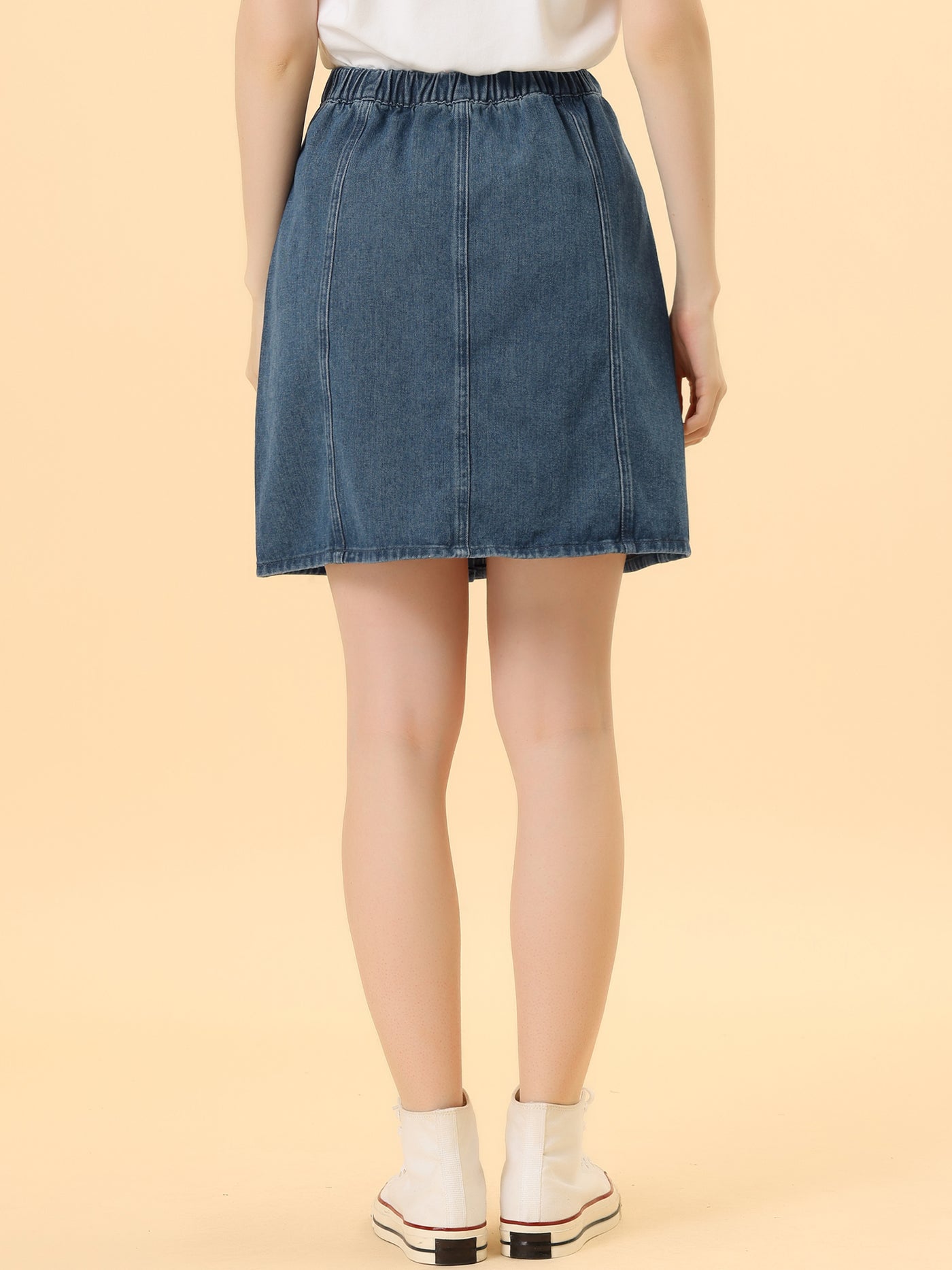 Allegra K Casual Short Button Down Jeans Skirt