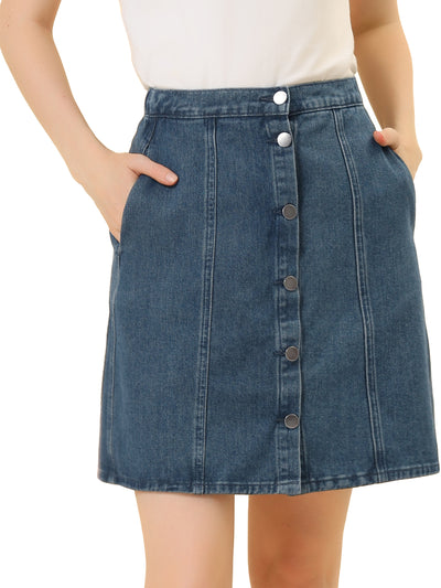 Casual Short Button Down Jeans Skirt