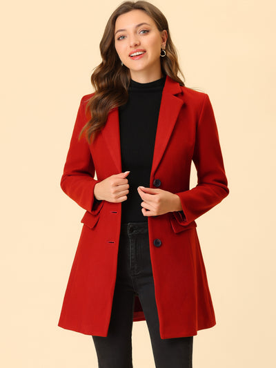 Allegra K Notched Lapel Single Breasted Outwear Winter Pea Coat