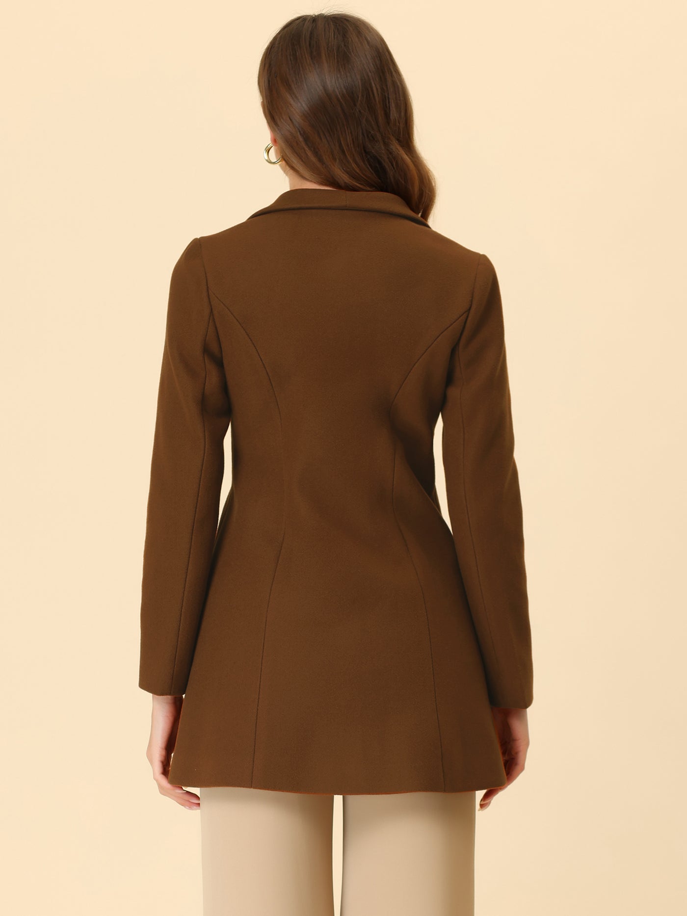 Allegra K Lapel Collar Buttoned Outerwear Elegant Work Winter Coat