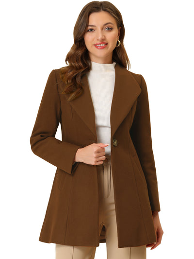 Lapel Collar Buttoned Outerwear Elegant Work Winter Coat