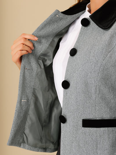 Collar Single Breasted Button Down Cropped Pea Coat