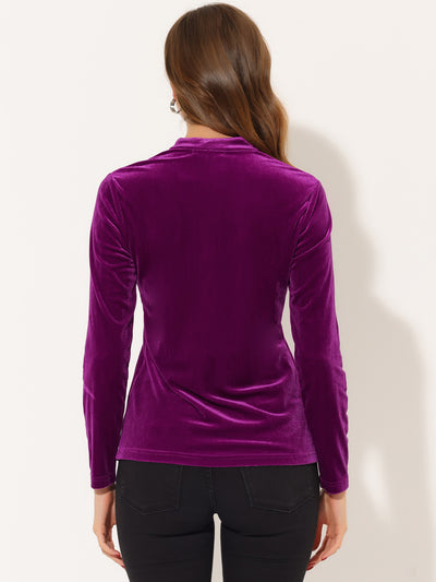 Casual Velvet Top Office Soft Long Sleeve V Neck T-Shirt