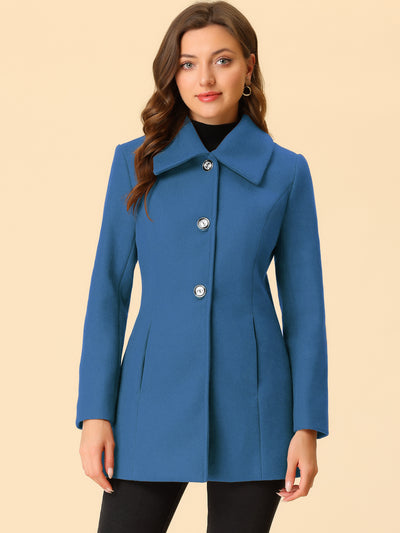 Turn Down Collar Overcoat A-Line Single Breasted Winter Coat