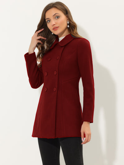 Peter Pan Collar Double Breasted Long Trench Pea Coat