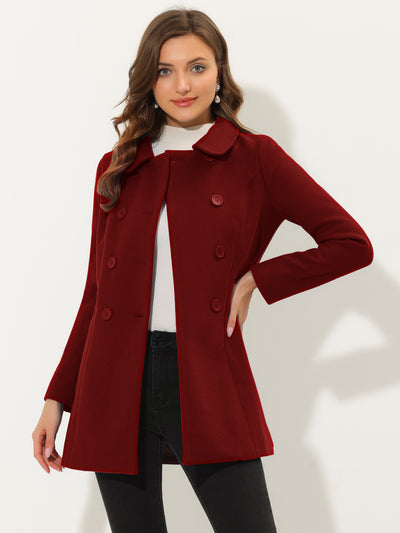 Peter Pan Collar Double Breasted Long Trench Pea Coat