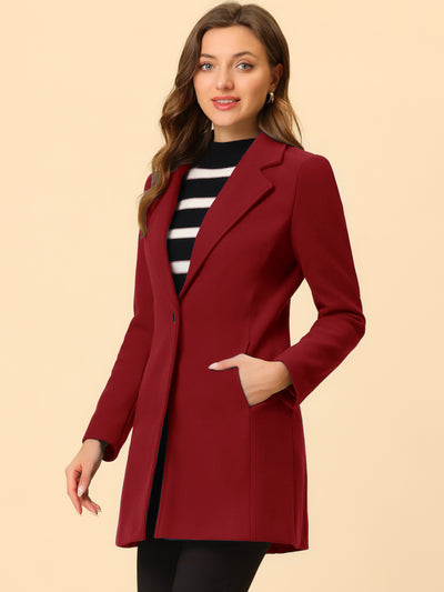 Classic Notched Lapel Long Sleeve Buttoned Coat