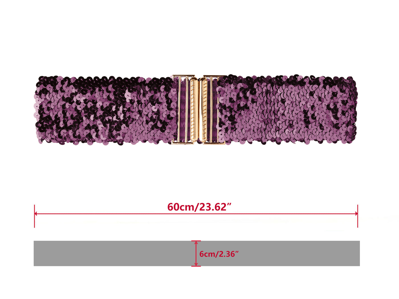 Allegra K Womens Elastic Waist Belts Interlock Buckles Sequins Decor Stretchy Wide Belts 2PCS