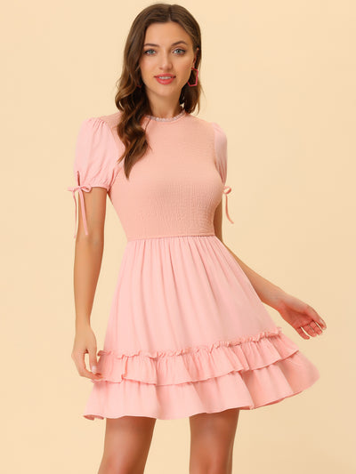 Smocked Ruffle Tiered Sweet Summer A-line Mini Dress