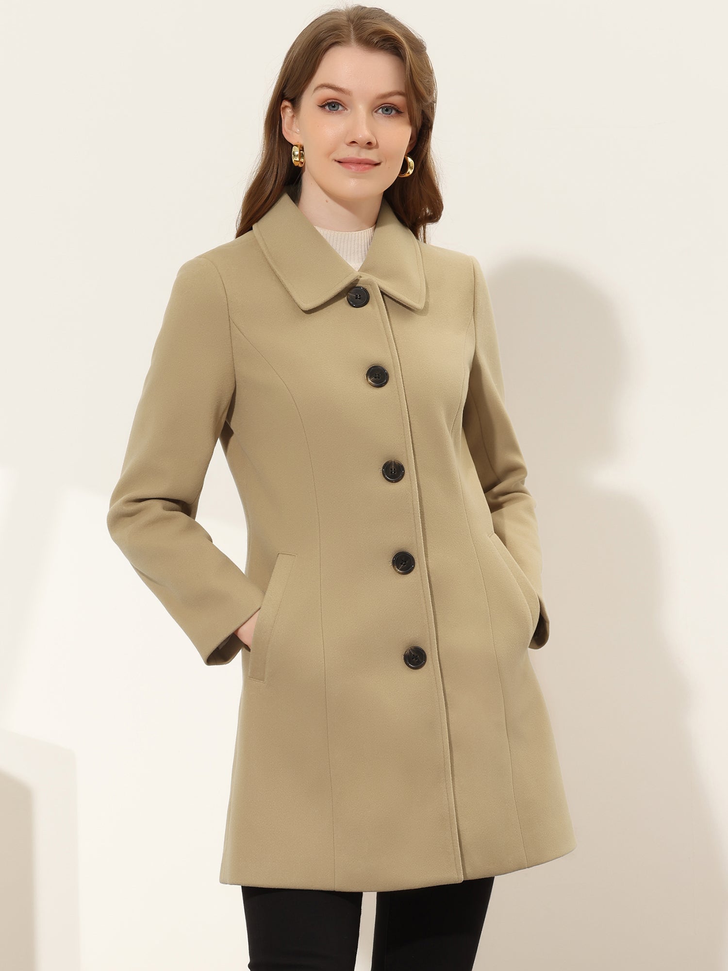 Women's Single Breasted Pea Coat - Ladies Warm Fleece Short Coat,Spring and  Autumn Fashion Loose Thick Double-Sided Cashmere Coat for Office Lady  Outerwear,Khaki,Small : : Clothing, Shoes & Accessories