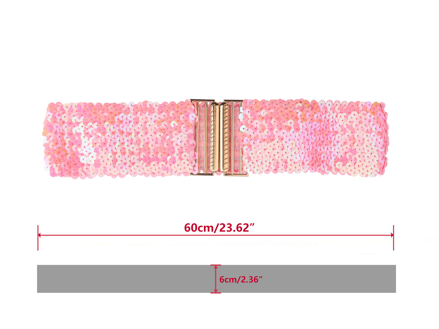 Allegra K Womens Elastic Waist Belts Interlock Buckles Sequins Decor Stretchy Wide Belts 2PCS
