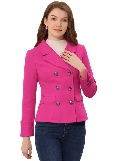 Winter Notched Lapel Double Breasted Short Pea Coat