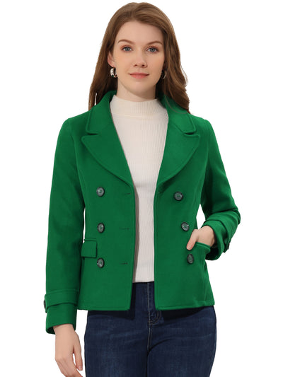 Winter Notched Lapel Double Breasted Short Pea Coat