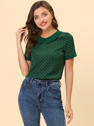 Peter Pan Collar Vintage Polka Dots Short Sleeves Blouse