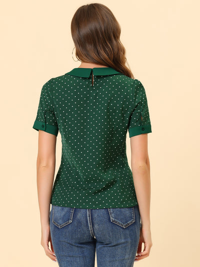 Peter Pan Collar Vintage Polka Dots Short Sleeves Blouse