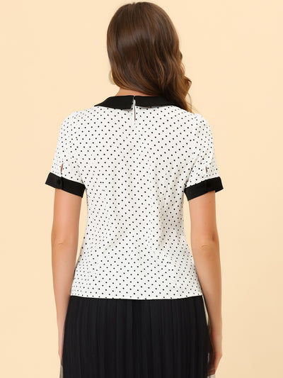 Peter Pan Collar Vintage Polka Dots Short Sleeves Blouse