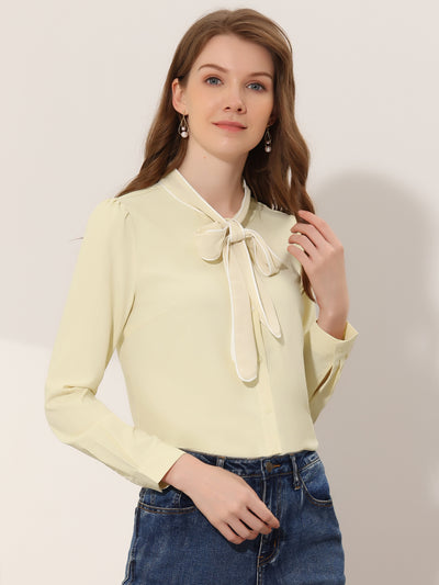 Tie Neck Contrast Color Button Down Long Sleeve Valentine's Day Shirt